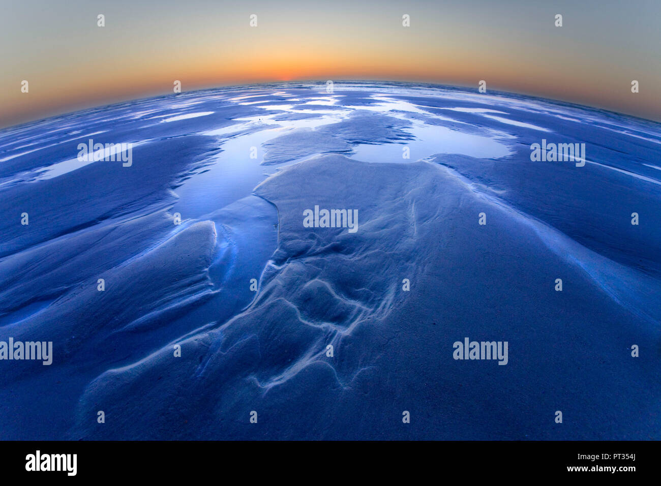 Impression of blue planet and earth`s curvature, Camera is very low to the ground, not high in the sky, wide angle, Stock Photo